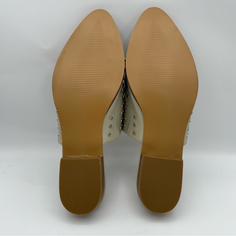 Studded Beige Leather Mule Slip-On - Picture 7 of 9